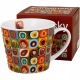 Duży PORCELANOWY Kubek 600 ml do KAWY HERBATY - SQUARES WITH CIRCLES
