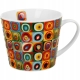Duży PORCELANOWY Kubek 600 ml do KAWY HERBATY - SQUARES WITH CIRCLES