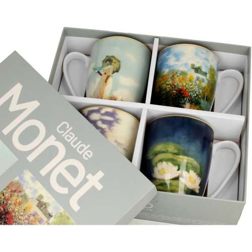 CZTERY Porcelanowe Kubki 360 ml do KAWY HERBATY - inspired by Claude Monet