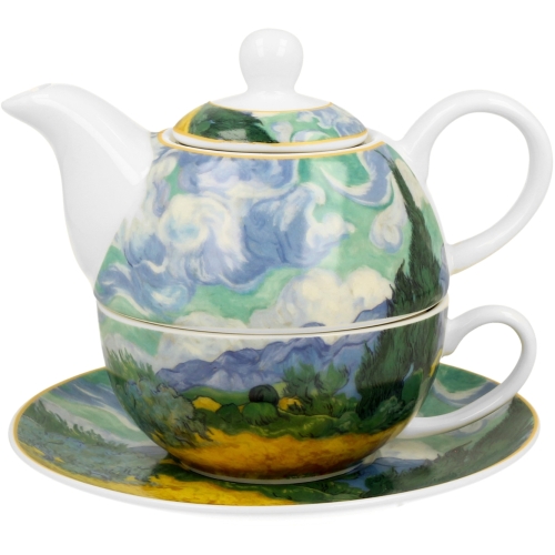 TEA FOR ONE Porcelanowy Dzbanek 350ml z filiżanką - WHEAT FIELD by Van Gogh
