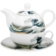 TEA FOR ONE Porcelanowy Dzbanek 350ml z filiżanką THE GREAT WAVE K. Hokusai