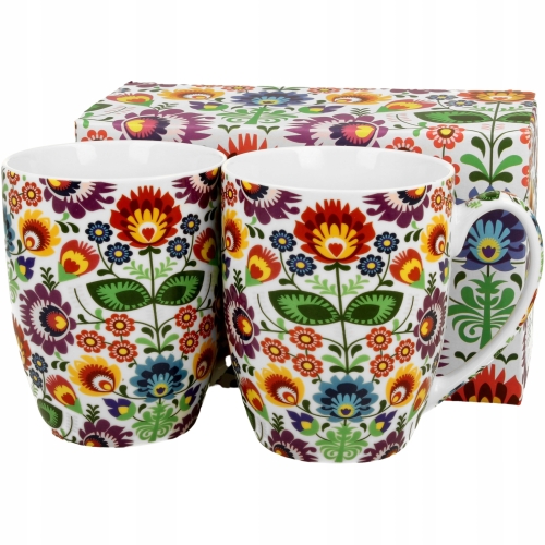 Zestaw ŁOWICZ Porcelanowy Kubek 360 ml do KAWY HERBATY - Komplet 2 sztuki