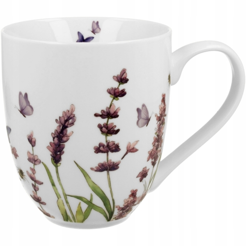 PORCELANOWY Kubek XXL 1000 ml do KAWY HERBATY - Flower Classic LAVENDER