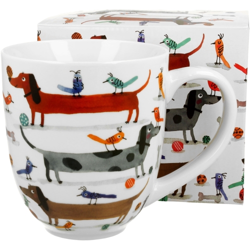 PORCELANOWY Kubek XXL 1000 ml do KAWY HERBATY - Psi Świat DŁUGIE PSY