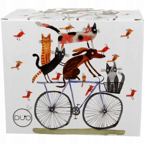 PORCELANOWY Kubek XXL 1000 ml do KAWY HERBATY - Psi Świat PIES NA ROWERZE