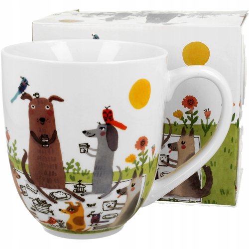 PORCELANOWY Kubek XXL 1000 ml do KAWY HERBATY - Psi Świat PSI PIKNIK