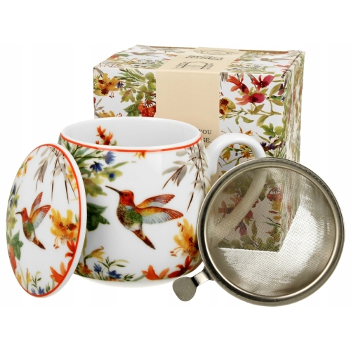 Kubek baryłka 430 ml z Zaparzaczem do HERBATY ZIÓŁ - Flower Classic KOLIBER