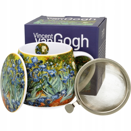 Kubek baryłka 430 ml z Zaparzaczem do HERBATY ZIÓŁ - IRISES by Van Gogh