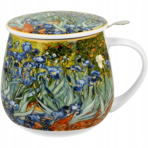 Kubek baryłka 430 ml z Zaparzaczem do HERBATY ZIÓŁ - IRISES by Van Gogh