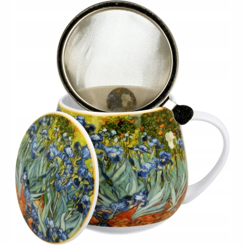 Kubek baryłka 430 ml z Zaparzaczem do HERBATY ZIÓŁ - IRISES by Van Gogh