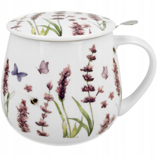 Kubek baryłka 430 ml z Zaparzaczem do HERBATY ZIÓŁ Flower Classic LAVENDER