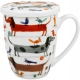 Porcelanowy Kubek 360 ml z Zaparzaczem do HERBATY ZIÓŁ Psi Świat DŁUGIE PSY