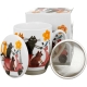 Porcelanowy Kubek 360 ml z Zaparzaczem do HERBATY ZIÓŁ - KOTY NA SKUTERZE
