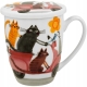 Porcelanowy Kubek 360 ml z Zaparzaczem do HERBATY ZIÓŁ - KOTY NA SKUTERZE