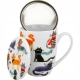 Porcelanowy Kubek 360 ml z Zaparzaczem do HERBATY ZIÓŁ - STYLOWE KOTY