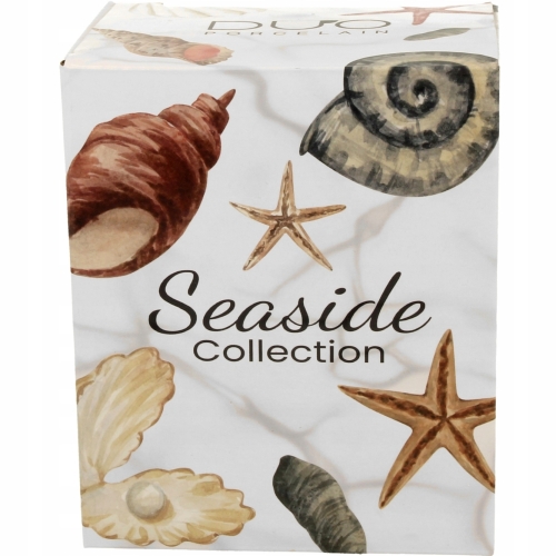 Porcelanowy Kubek 360 ml z Zaparzaczem do HERBATY ZIÓŁ - Seaside MUSZLE