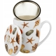 Porcelanowy Kubek 360 ml z Zaparzaczem do HERBATY ZIÓŁ - Seaside MUSZLE