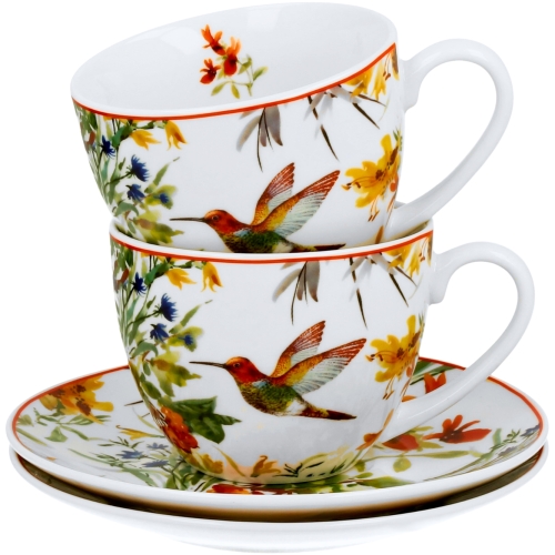 DWIE Porcelanowe Filiżanki 270 ml do KAWY HERBATY - Flower Classic KOLIBER