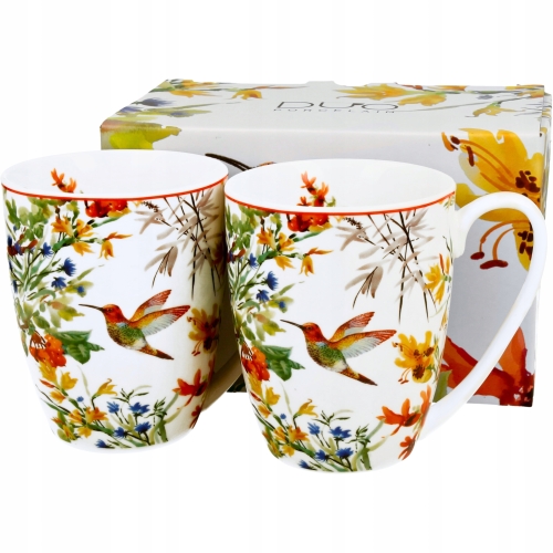 Flower Classic KOLIBER Porcelanowy Kubek 360 ml do KAWY HERBATY - 2 sztuki