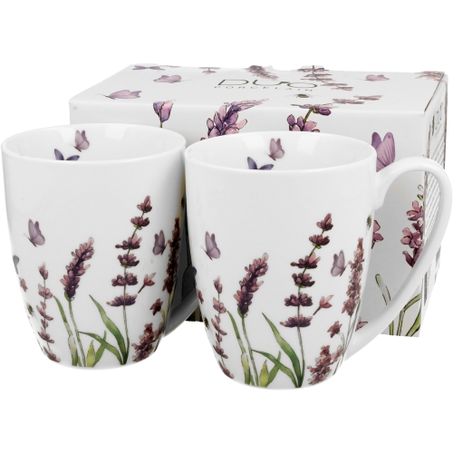Flower Classic LAVENDER Porcelanowy Kubek 360 ml do KAWY HERBATY - 2 sztuki