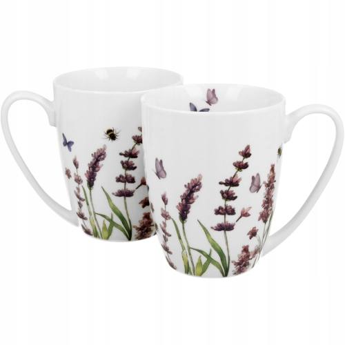 Flower Classic LAVENDER Porcelanowy Kubek 360 ml do KAWY HERBATY - 2 sztuki