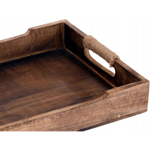 Prostokątna Taca do Serwowania 37,5 x 26 x 5 cm - opalane drewno MANGO