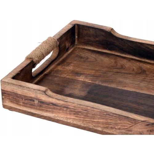 Prostokątna Taca do Serwowania 29,5 x 19 x 4 cm - opalane drewno MANGO