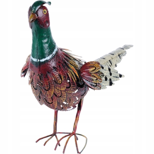 OZDOBNY PTAK Metalowa kolorowa figurka ogrodowa BAŻANT - 58 x 20 x 40 cm