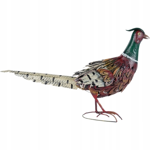OZDOBNY PTAK Metalowa kolorowa figurka ogrodowa BAŻANT - 58 x 20 x 40 cm