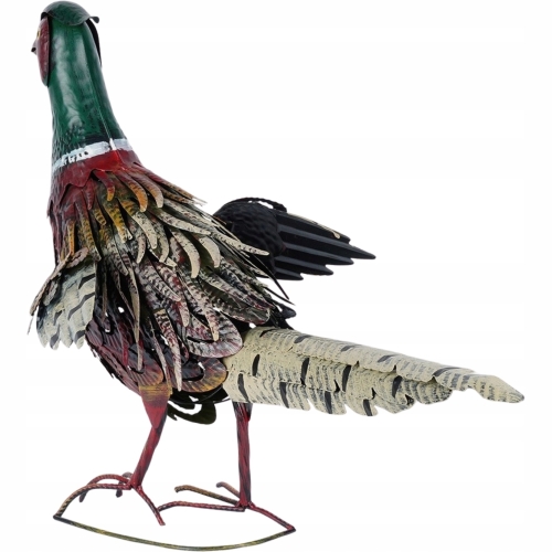 OZDOBNY PTAK Metalowa kolorowa figurka ogrodowa BAŻANT - 58 x 20 x 40 cm