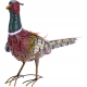 OZDOBNY PTAK Metalowa kolorowa figurka ogrodowa BAŻANT - 58 x 20 x 40 cm