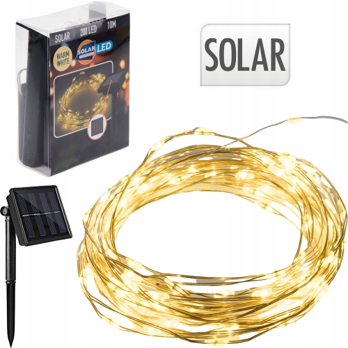 Dekoracyjne OGRODOWE Zewnętrzne SOLARNE lampki 200 LED Girlanda - 12 metrów