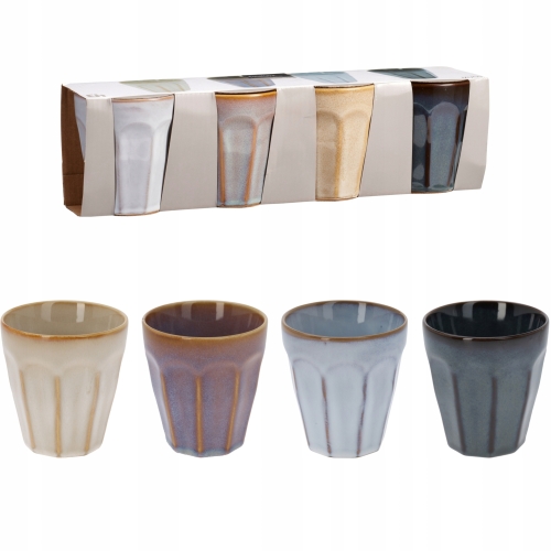 Kamionkowy KUBEK 250 ml, 8,5 x 9 cm do KAWY HERBATY - komplet 4 sztuki