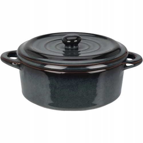 ŻAROODPORNE Naczynie do zapiekania Z pokrywką 13 x 6 cm, 350 ml - ANTRACYT