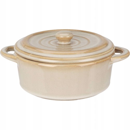 ŻAROODPORNE Naczynie do zapiekania Z pokrywką 13 x 6 cm, 350 ml - BEŻOWE