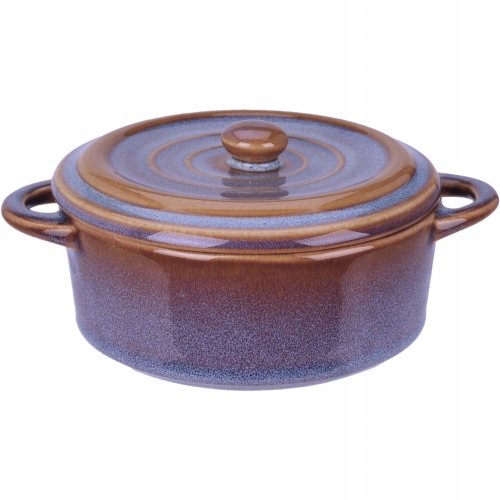 ŻAROODPORNE Naczynie do zapiekania Z pokrywką 13 x 6 cm 350 ml - NIEBIESKIE