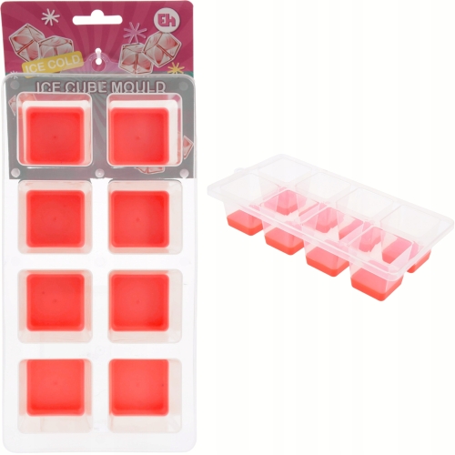 Foremka 25 x 13 x 5 cm Kostkarka DO LODU na 8 DUŻYCH kostek - CZERWONA