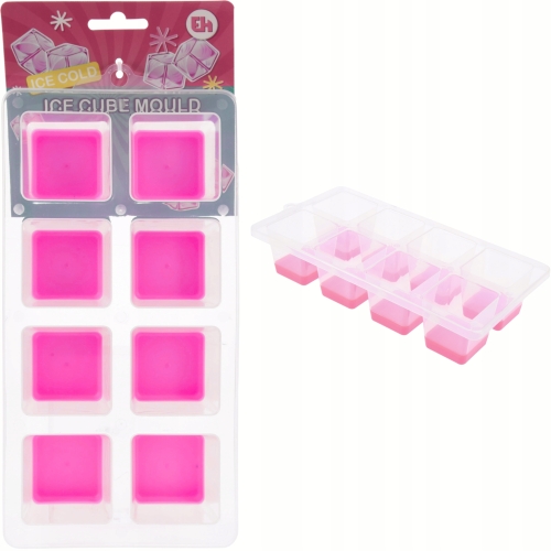 Foremka 25 x 13 x 5 cm Kostkarka DO LODU na 8 DUŻYCH kostek - RÓŻOWA