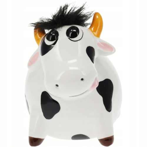 [#A] Duża dekoracyjna CERAMICZNA SKARBONKA 15 x 11 x 14 cm Figurka - KROWA