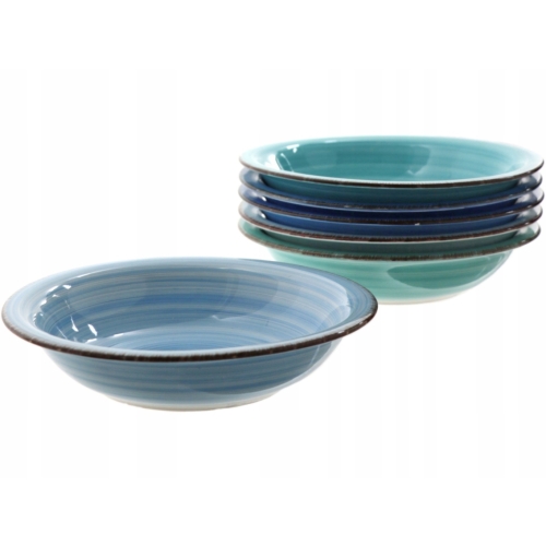 Ceramiczny ZESTAW OBIADOWY Talerze Płaskie Głębokie Deserowe - 6 osób 18 el