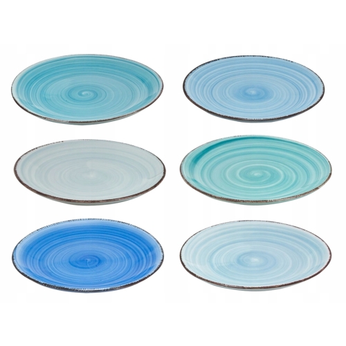 Ceramiczny ZESTAW OBIADOWY Talerze Płaskie Głębokie Deserowe - 6 osób 18 el