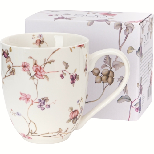 Duży PORCELANOWY Kubek XXL 1000 ml do KAWY HERBATY - Flower Classic SAFA