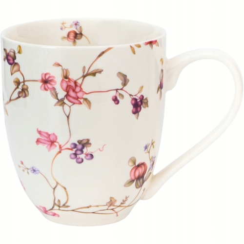 Duży PORCELANOWY Kubek XXL 1000 ml do KAWY HERBATY - Flower Classic SAFA