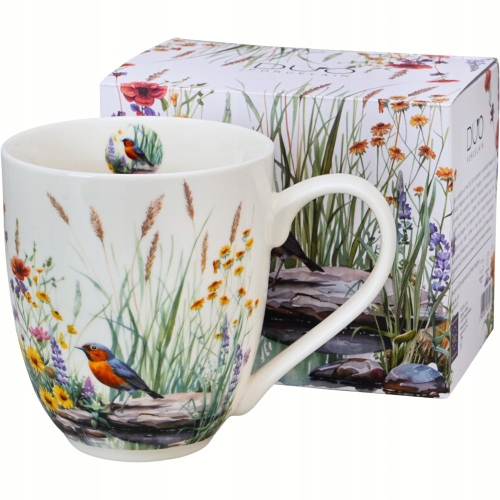 Duży PORCELANOWY Kubek XXL 1000 ml do KAWY HERBATY - Flower Classic JULY