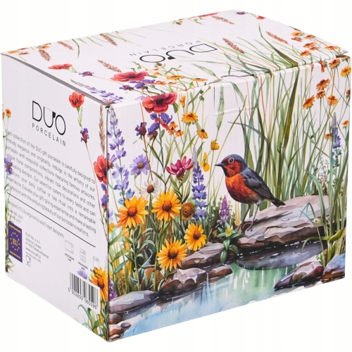 Duży PORCELANOWY Kubek XXL 1000 ml do KAWY HERBATY - Flower Classic JULY