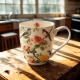 Duży PORCELANOWY Kubek XXL 1000 ml do KAWY HERBATY - Flower Classic APRIL