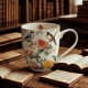 Duży PORCELANOWY Kubek XXL 1000 ml do KAWY HERBATY - Flower Classic APRIL