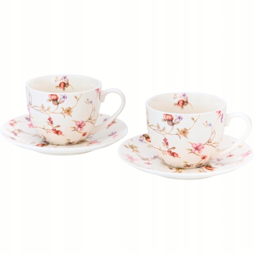 DWIE Porcelanowe Filiżanki 270 ml do KAWY HERBATY - Flower Classic SAFA