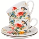DWIE Porcelanowe Filiżanki 270 ml do KAWY HERBATY - Flower Classic APRIL