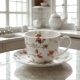 Porcelanowa filiżanka 250ml ze spodkiem Do KAWY HERBATY - Five o'clock SAFA